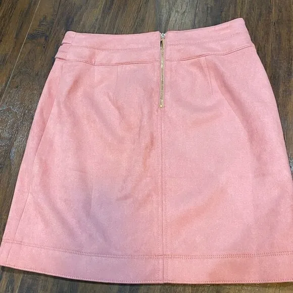 NWT White House black market Pink Faux-Suede Boot Skirt