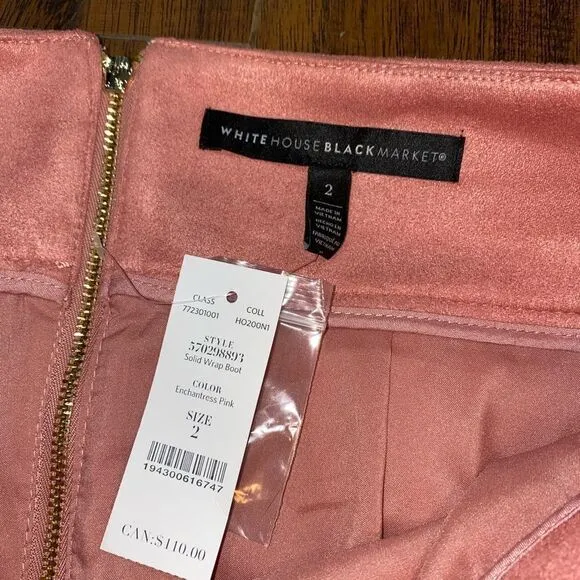 NWT White House black market Pink Faux-Suede Boot Skirt