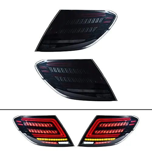 Pair LED Tail Light Brake Running Turn Signal Smoke Lens Compatible with MERCEDES-BENZ W204 C Class C250 C350 C63 AMG Rear Lamp MB2801128, MB2801129