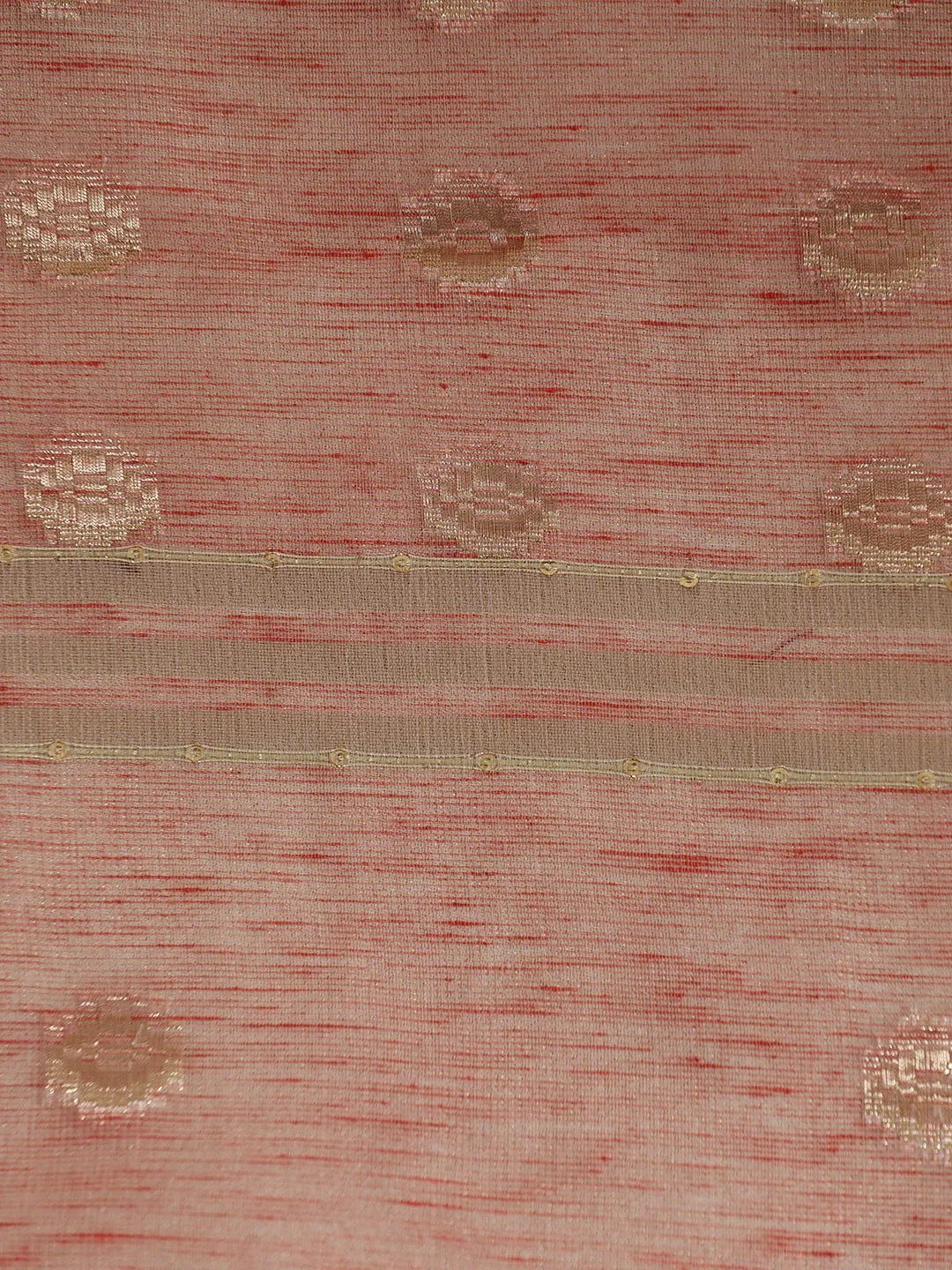 Peach Zari Woven Banarasi Organza Saree