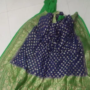 Peacock Blue-Green Handloom Banarasi Party Wear Saree