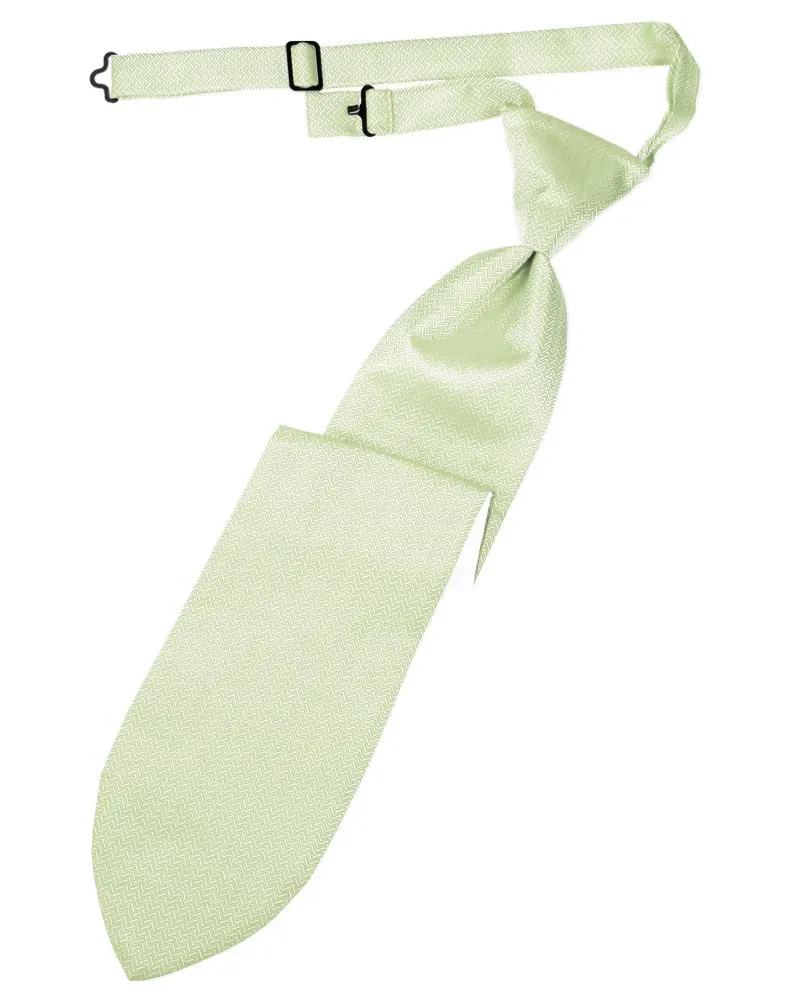 Pistachio Herringbone Kids Necktie