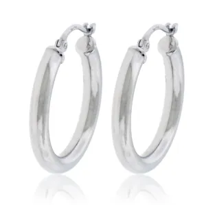 Polished 3.0mm Tube Hoop Earrings
