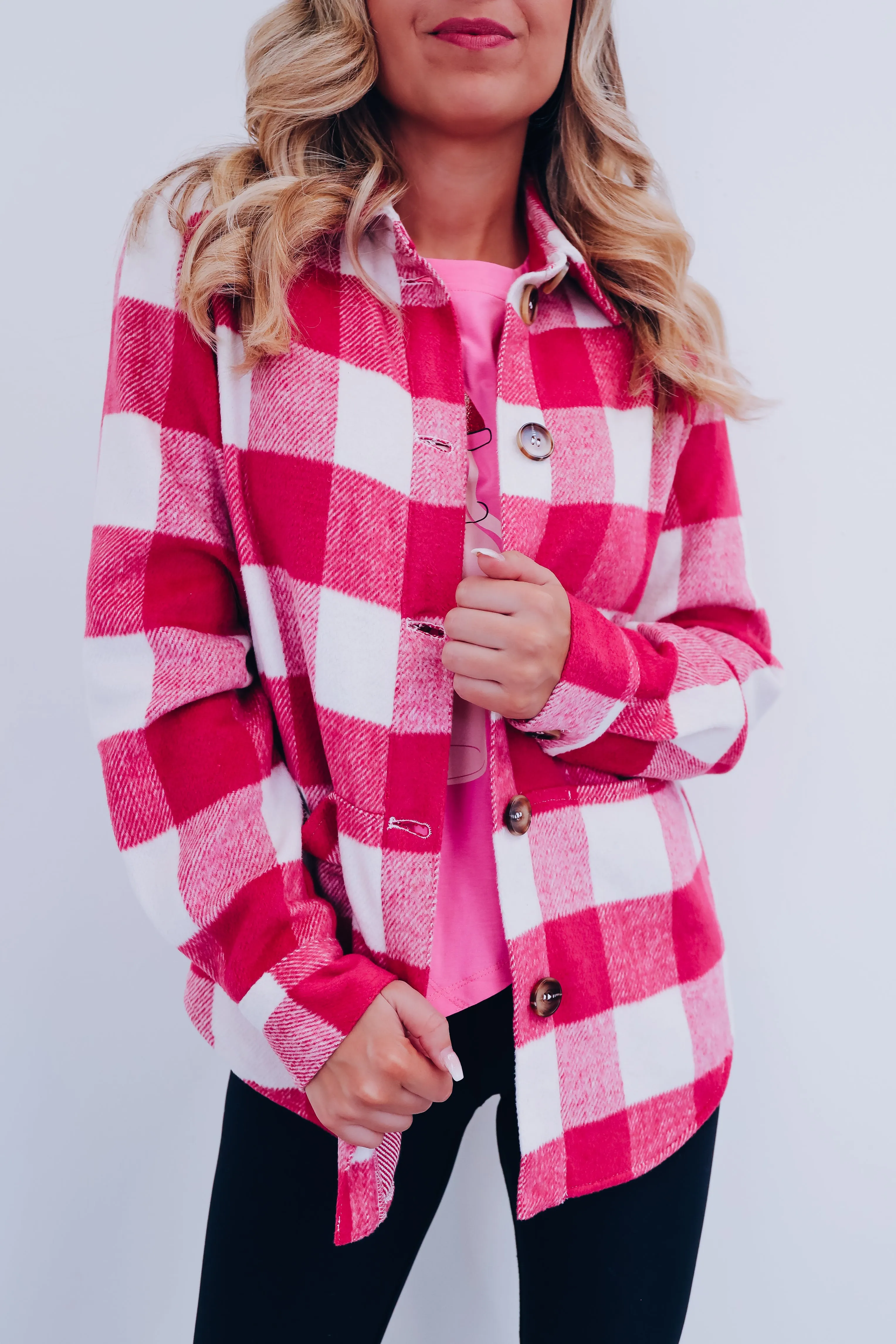 Princess Plaid Shacket - Pink