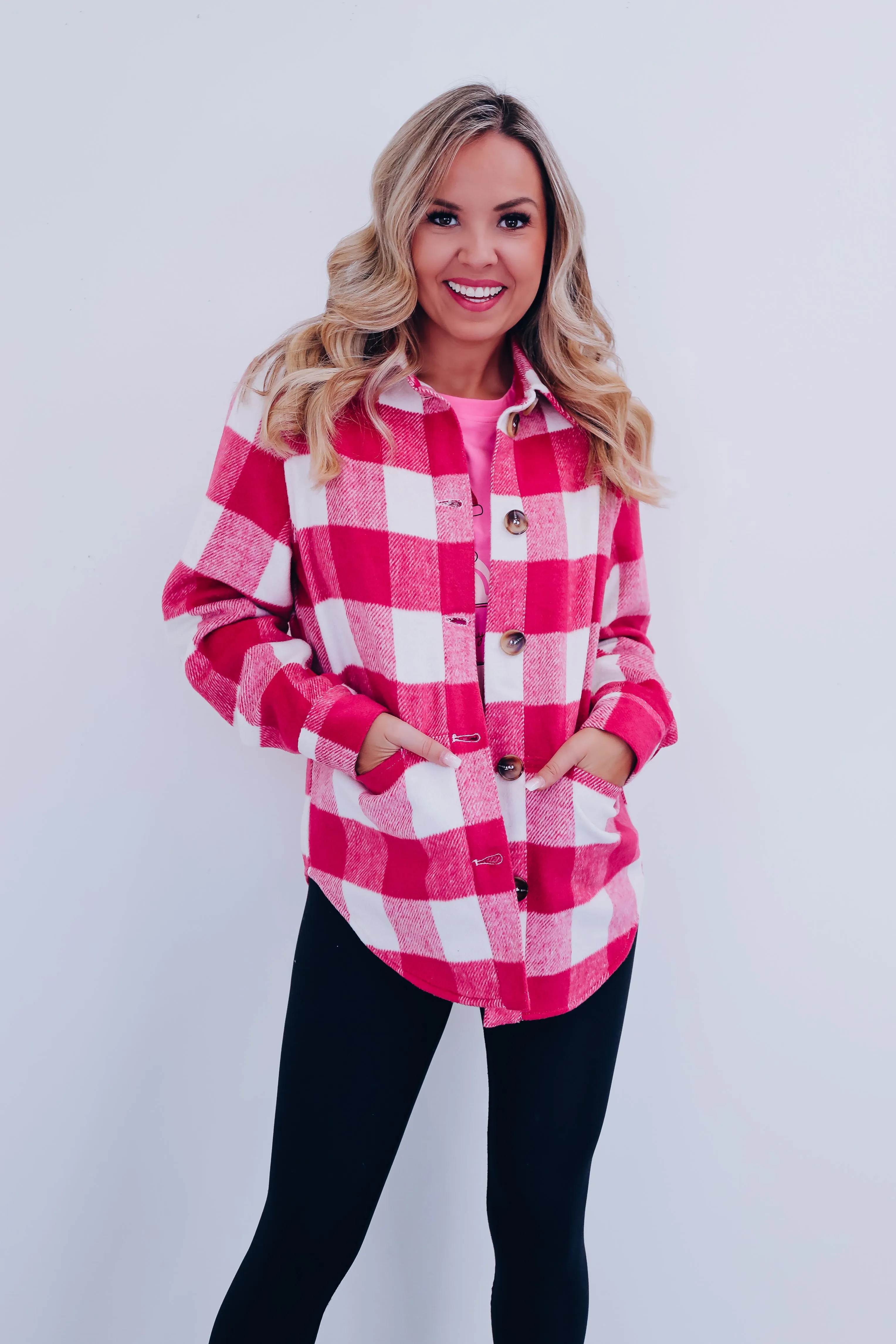 Princess Plaid Shacket - Pink