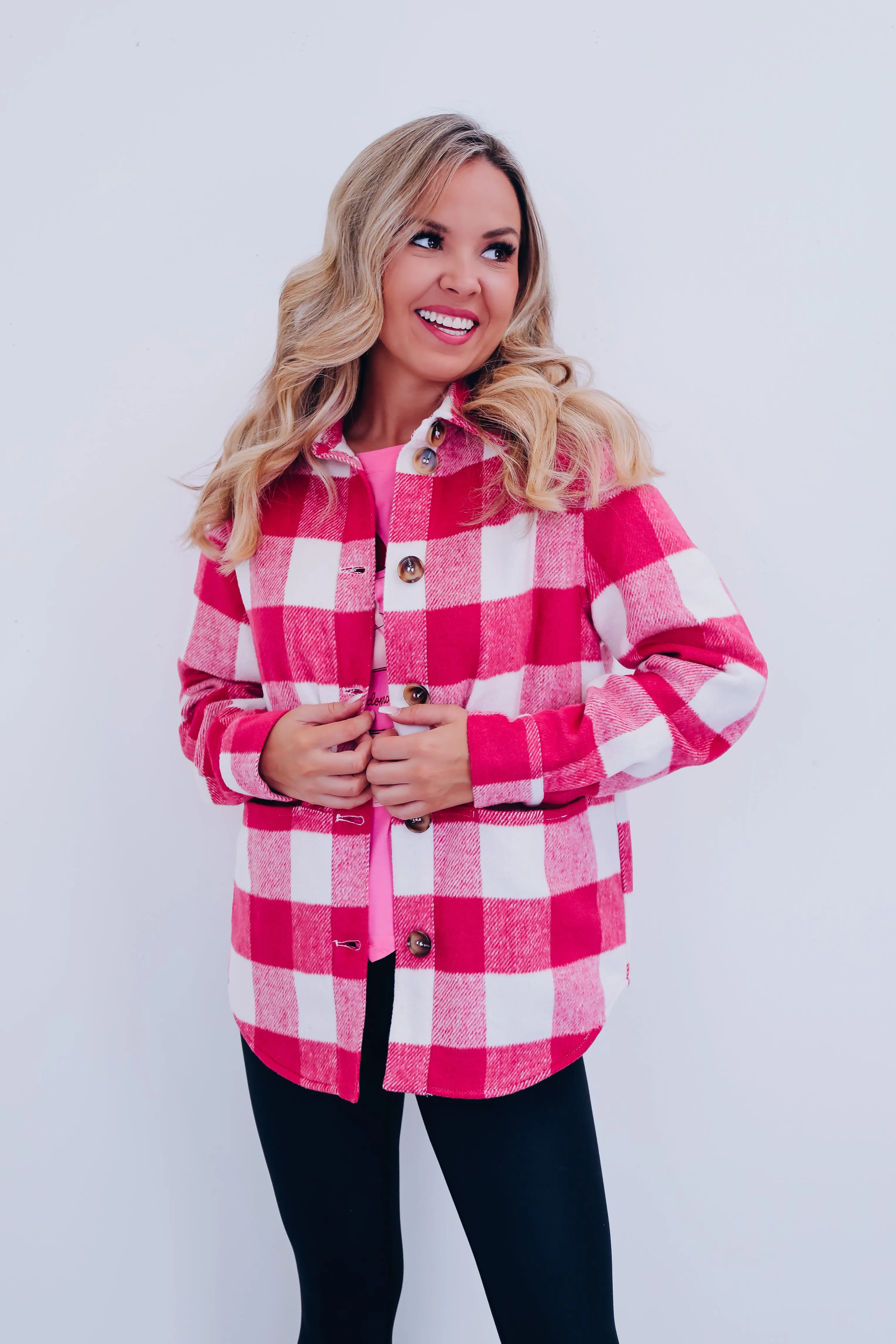 Princess Plaid Shacket - Pink