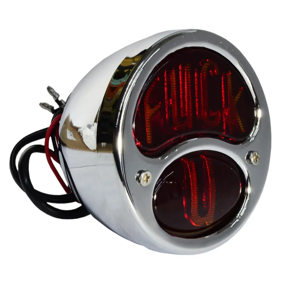 "Fuck You" Duo Lamp Model A Motorcycle Tail Light - Chrome