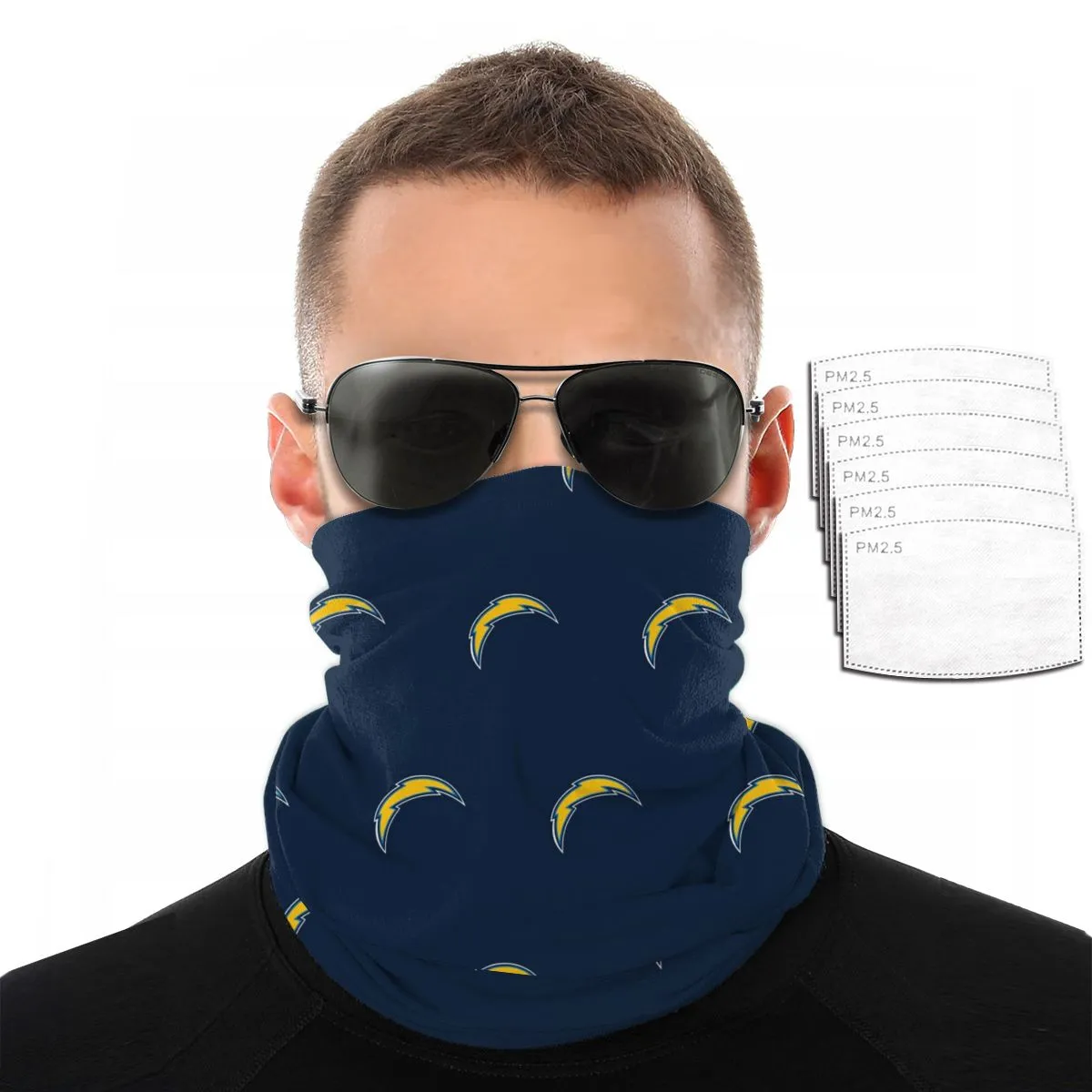 Reusble Mouth Cover Bandanas Los Angeles Chargers Variety Head Scarf Face Mask With PM 2.5 Filter