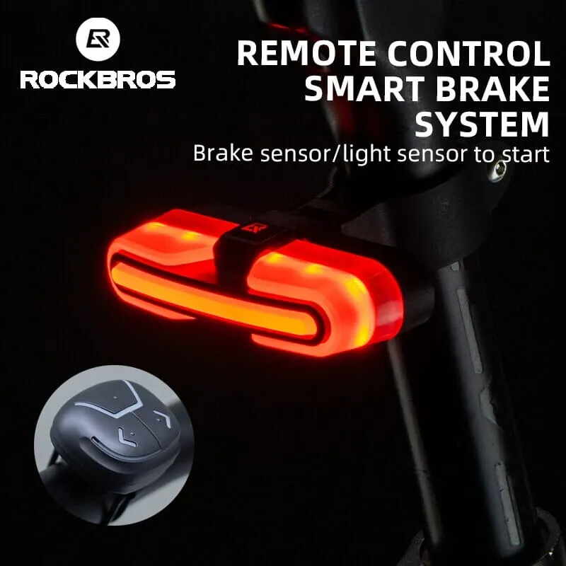 ROCKBROS Bicycle Smart Rear Light Type-C Charging IPX6 Brake Sensor Auto Stop Cycling Taillight Warning Light