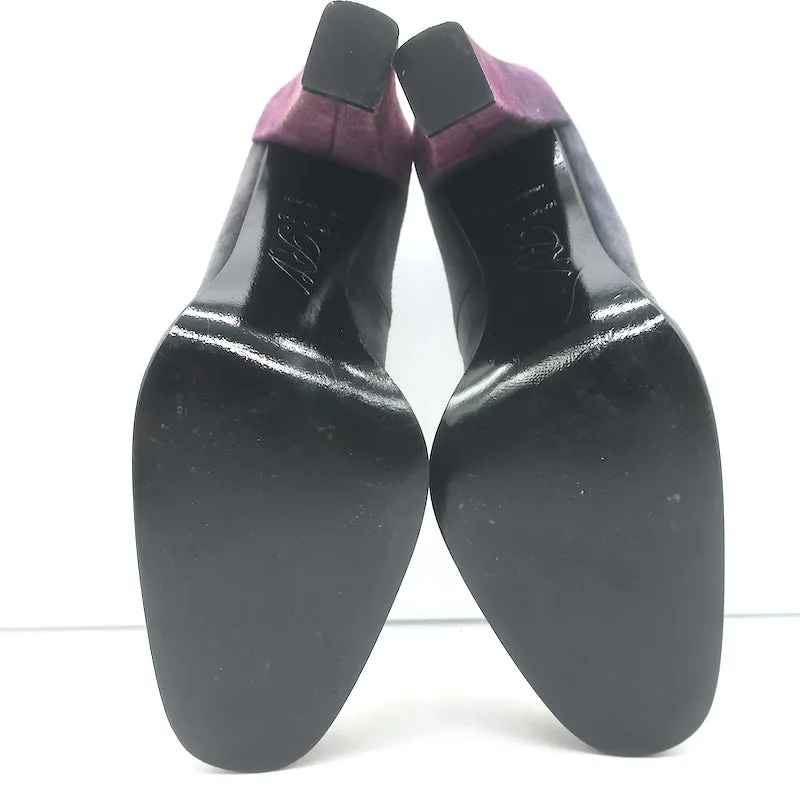 Roger Vivier Tricolor Buckle Pumps Gray/Red/Purple Suede Size 38