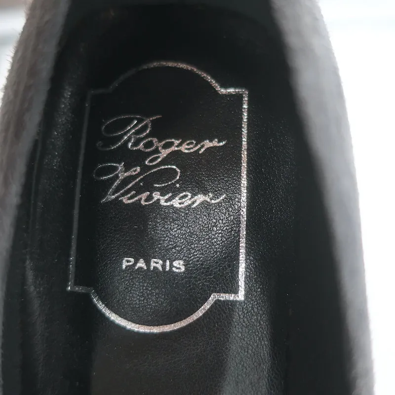 Roger Vivier Tricolor Buckle Pumps Gray/Red/Purple Suede Size 38