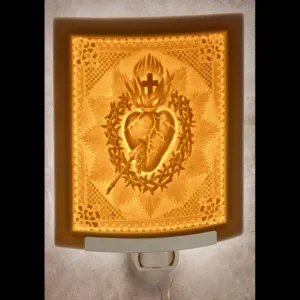 Sacred Heart Porcelain Night Light Curved 5.5"