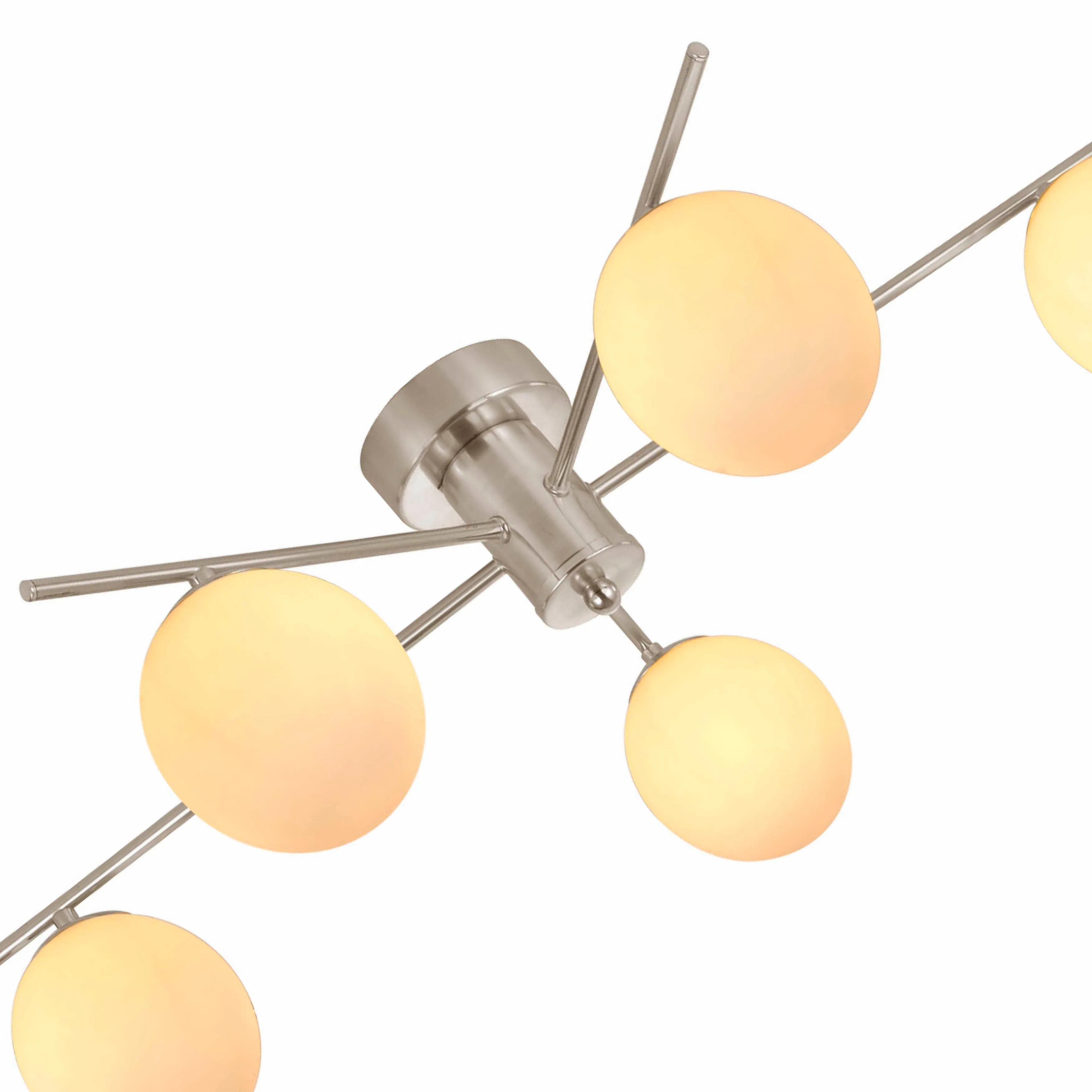 Salle 5 Light Modern Stainless Steel Flush Frosted Glass Ceiling Light