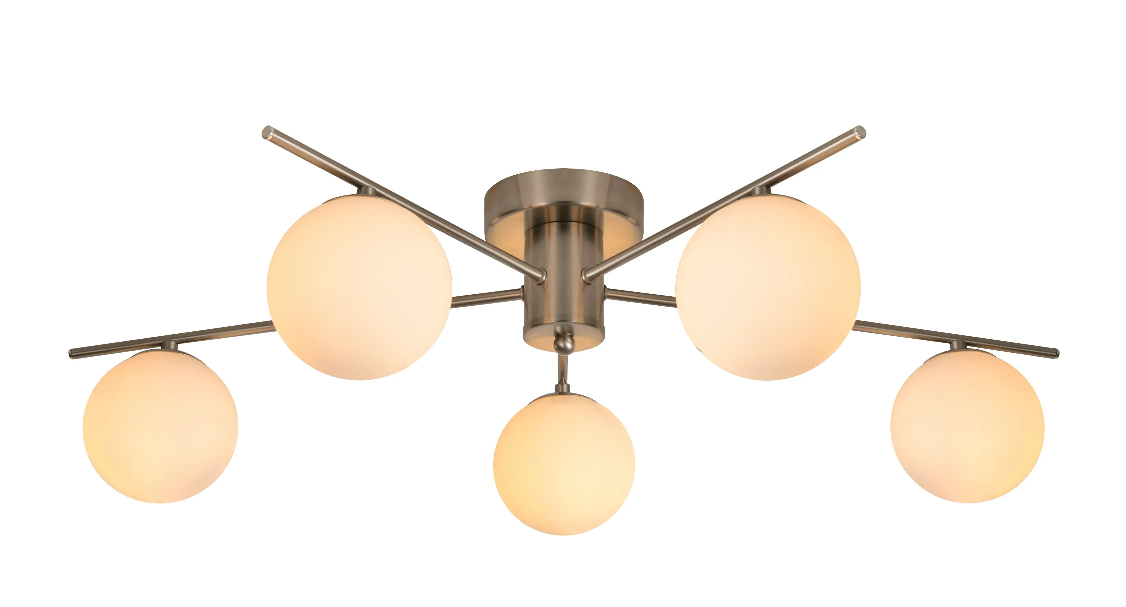 Salle 5 Light Modern Stainless Steel Flush Frosted Glass Ceiling Light