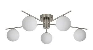 Salle 5 Light Modern Stainless Steel Flush Frosted Glass Ceiling Light
