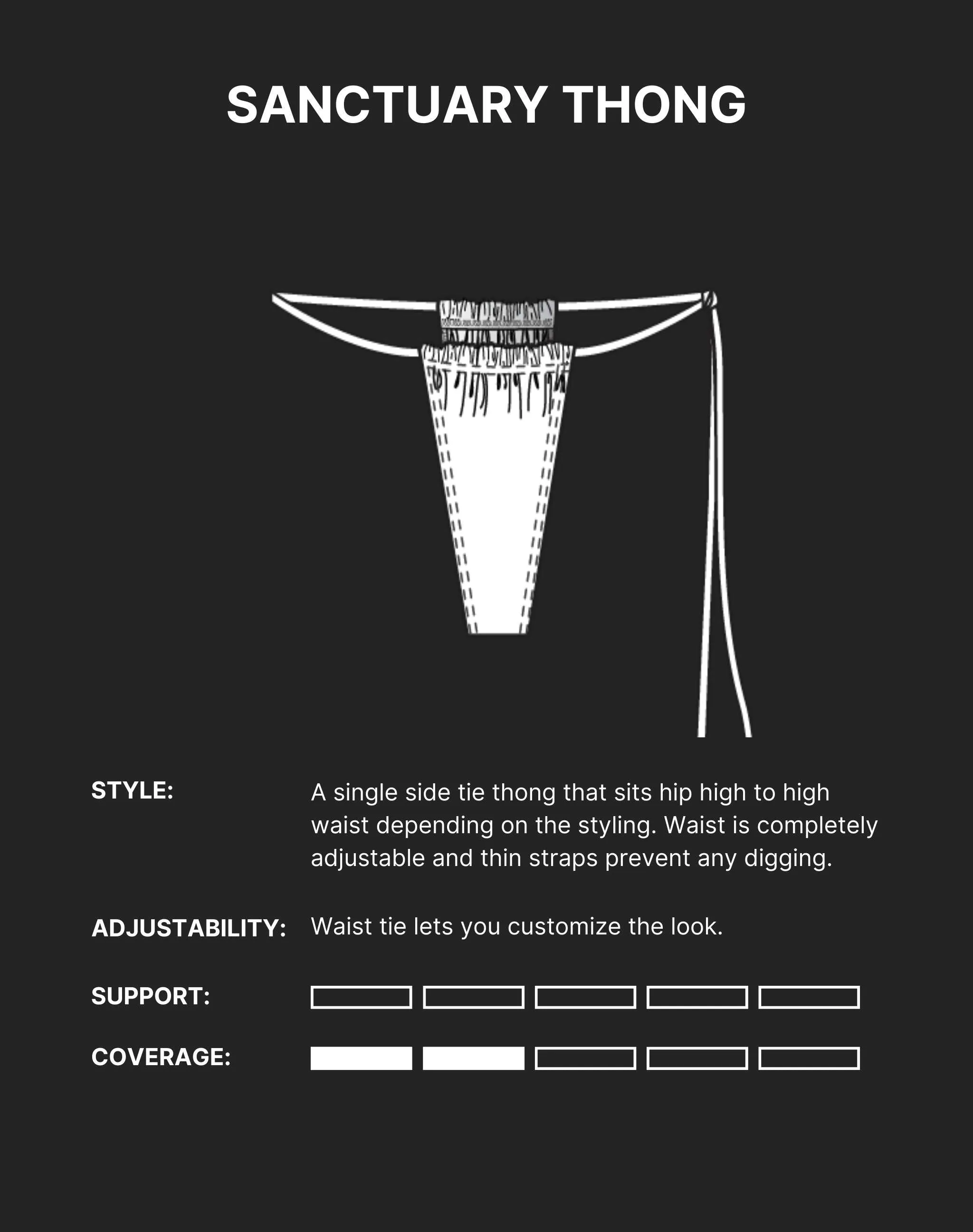 SANCTUARY TASSEL THONG Bikini Bottom - Chrome Silver