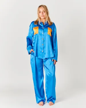 Sapphire Teen Eco Satin Long Sleeve Shirt & Pant Pyjama Set