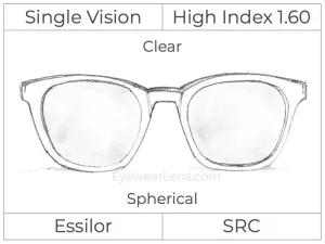 Single Vision - High Index 1.60 - Clear - Spherical