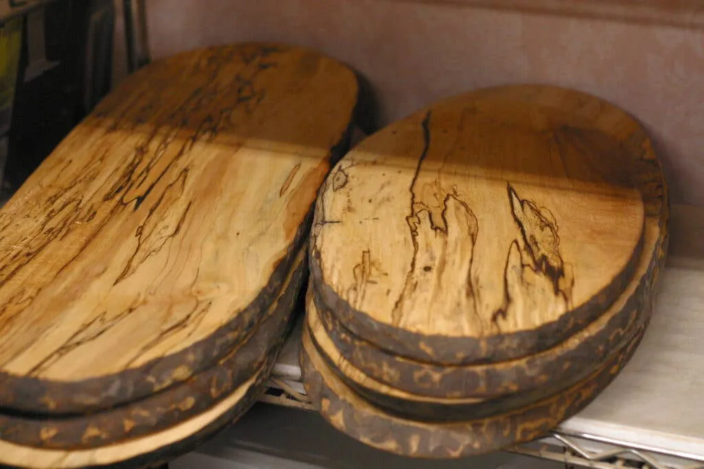 SMALL SPALTED MAPLE OVAL BOARD  (12")