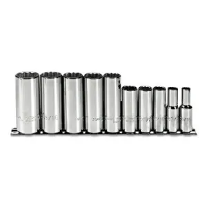 Stanley® Products Torqueplus 10 Piece Deep Socket Sets, 3/8 in, 12 Point, 52107