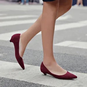 Suede Low Heel Pumps For Small Feet GS366