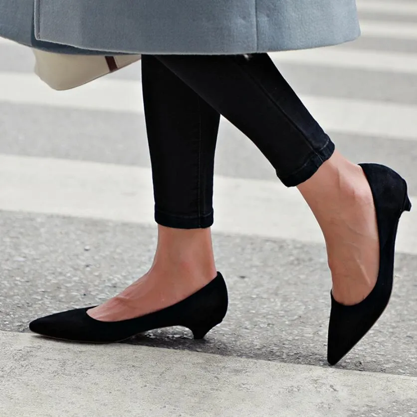 Suede Low Heel Pumps For Small Feet GS366