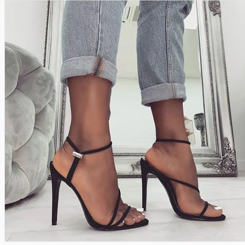 Summer Fluorescent Color Toe Fine High Heel Ladies Sandals Large Size