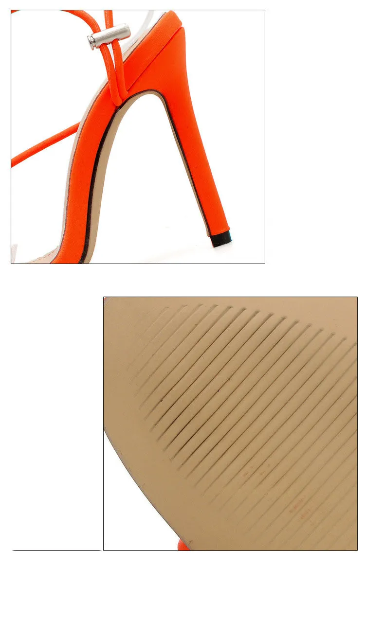 Summer Fluorescent Color Toe Fine High Heel Ladies Sandals Large Size