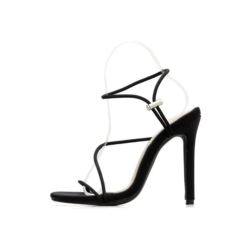 Summer Fluorescent Color Toe Fine High Heel Ladies Sandals Large Size