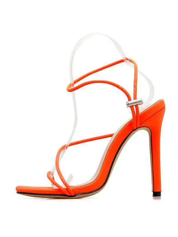 Summer Fluorescent Color Toe Fine High Heel Ladies Sandals Large Size