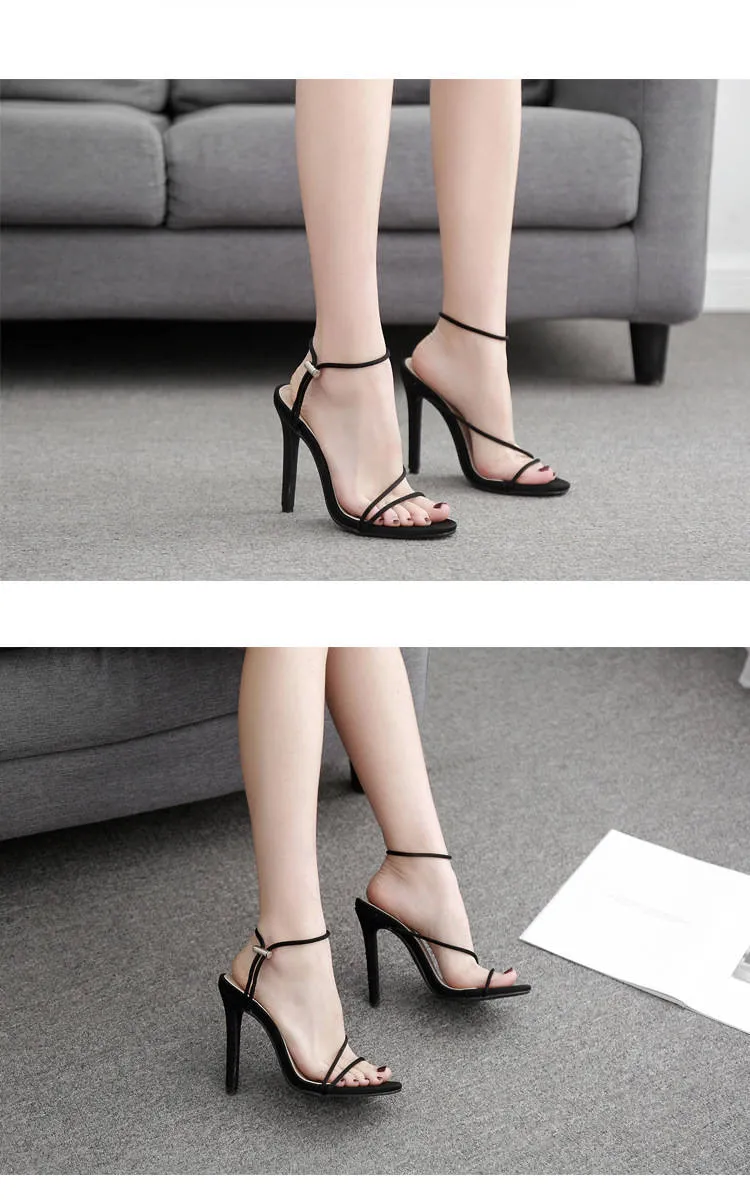 Summer Fluorescent Color Toe Fine High Heel Ladies Sandals Large Size