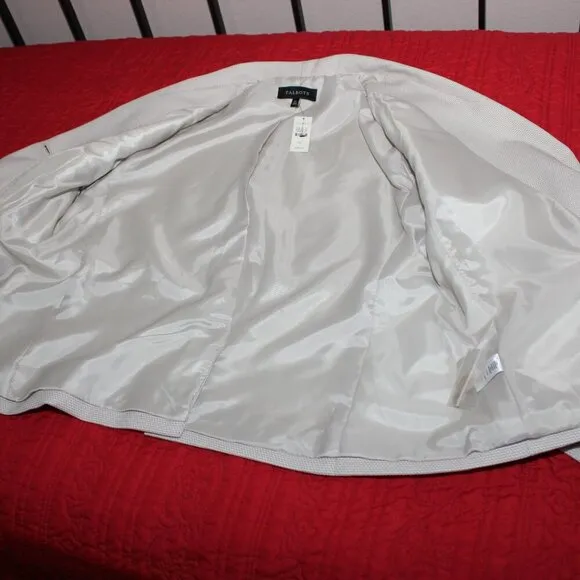 Talbot's Womens Blazer Tan White Herringbone Size 18 Long NWT Office Basic