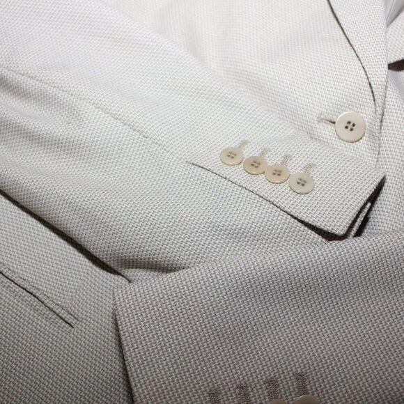 Talbot's Womens Blazer Tan White Herringbone Size 18 Long NWT Office Basic