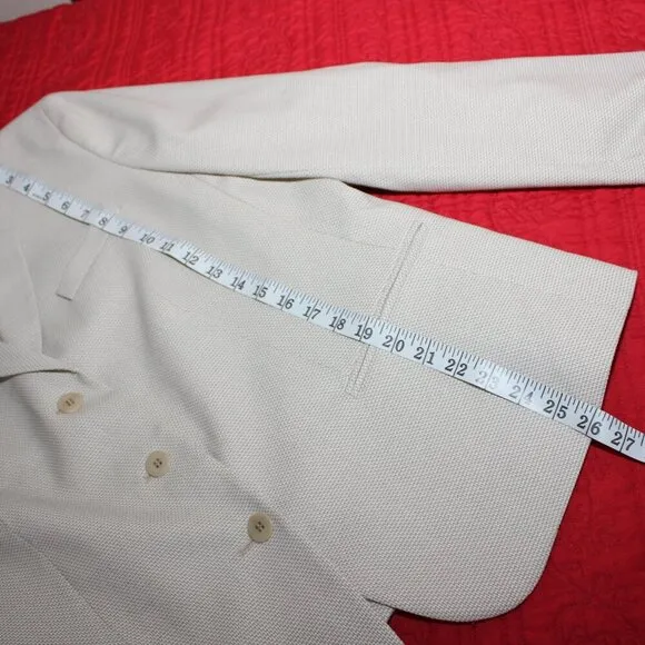 Talbot's Womens Blazer Tan White Herringbone Size 18 Long NWT Office Basic