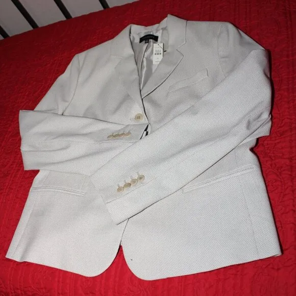 Talbot's Womens Blazer Tan White Herringbone Size 18 Long NWT Office Basic