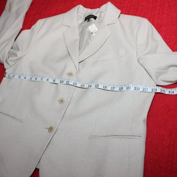 Talbot's Womens Blazer Tan White Herringbone Size 18 Long NWT Office Basic