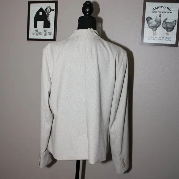 Talbot's Womens Blazer Tan White Herringbone Size 18 Long NWT Office Basic