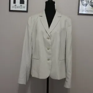 Talbot's Womens Blazer Tan White Herringbone Size 18 Long NWT Office Basic