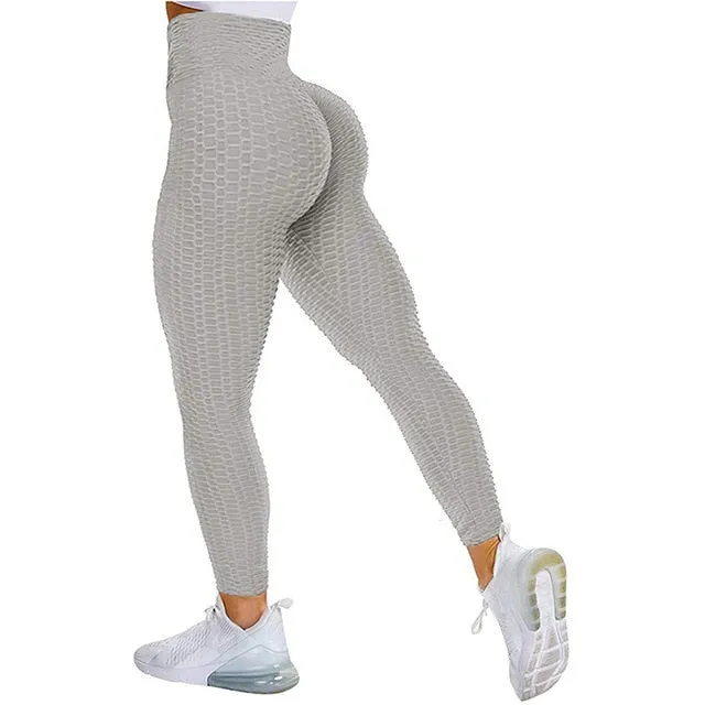 Textured High Rise Leggings - Black No Pockets