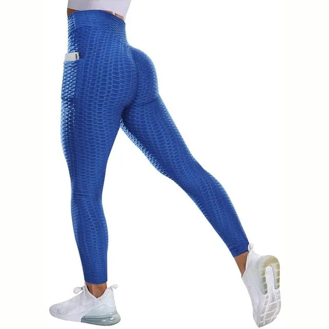 Textured High Rise Leggings - Black No Pockets
