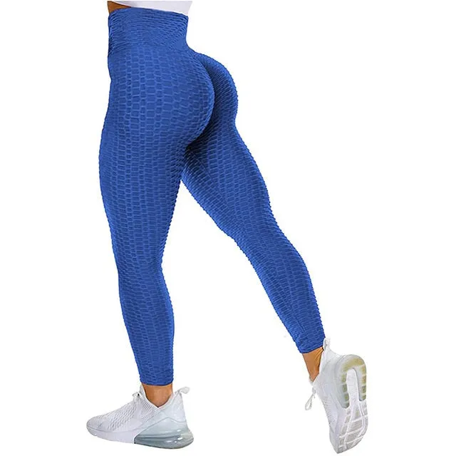 Textured High Rise Leggings - Black No Pockets