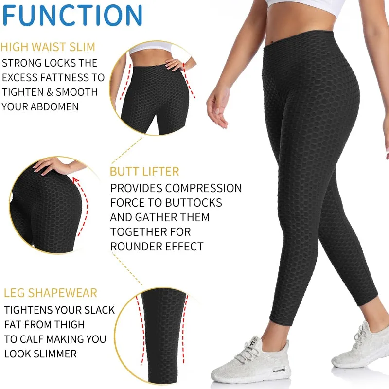 Textured High Rise Leggings - Black No Pockets