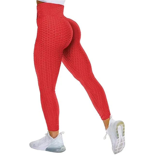 Textured High Rise Leggings - Black No Pockets