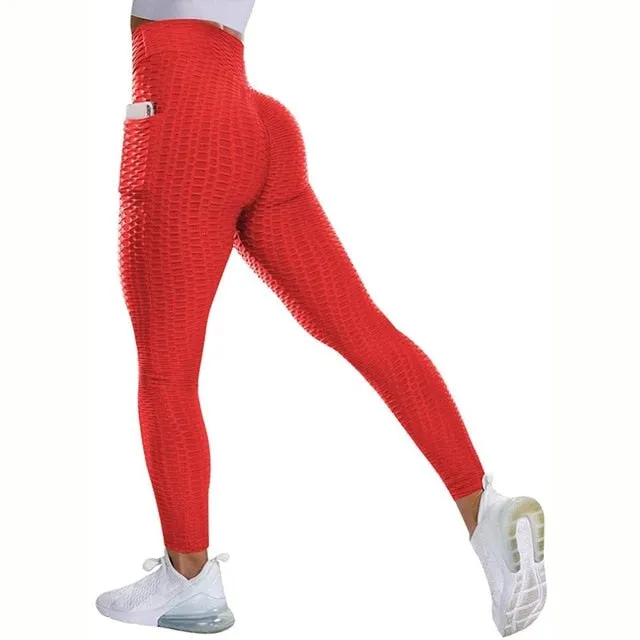 Textured High Rise Leggings - Black No Pockets