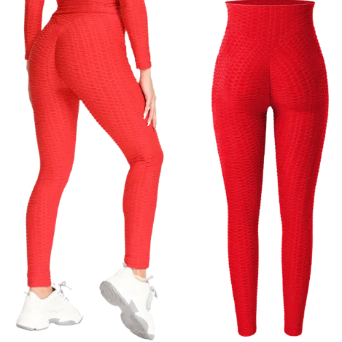 Textured High Rise Leggings - Black No Pockets