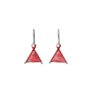 Tiny Woven Wishbone Red Copper & Silver Earrings