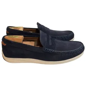 Trask Sheldon Navy Blue Suede Penny Loafer SZ 11.5