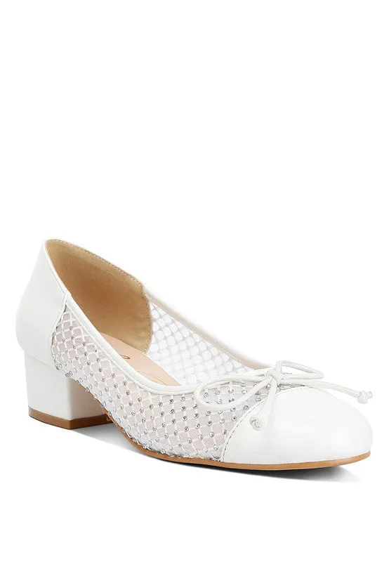 Tudum Rhinestone Detail Mesh Ballerinas