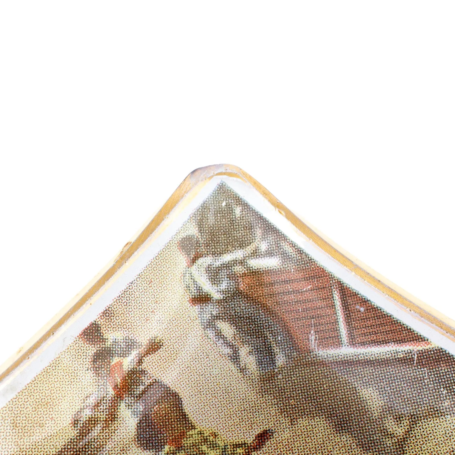 Vintage Glass Dish with Running of the Bulls Printed Image