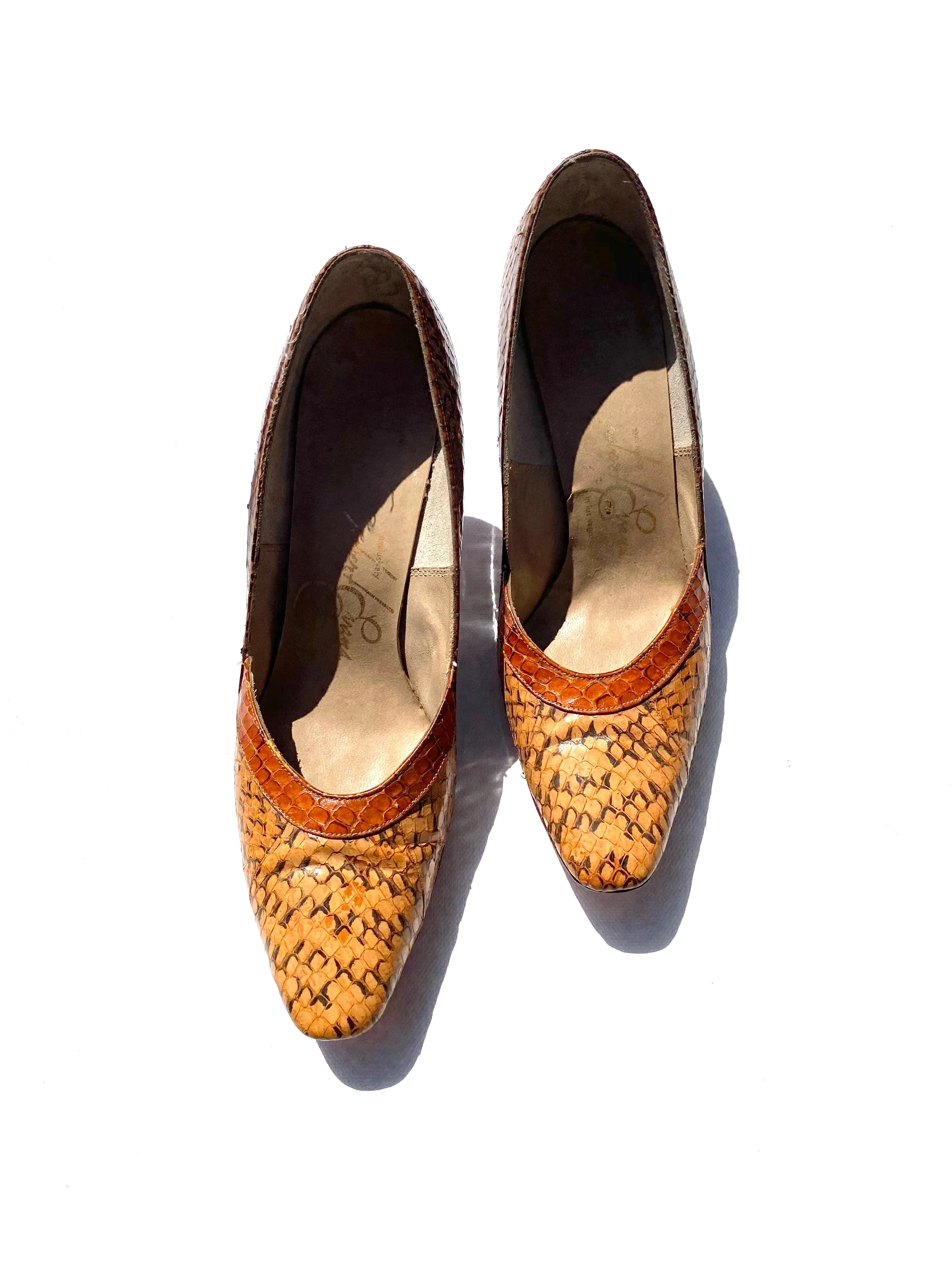 VINTAGE: Pumps - Brown Snakeskin
